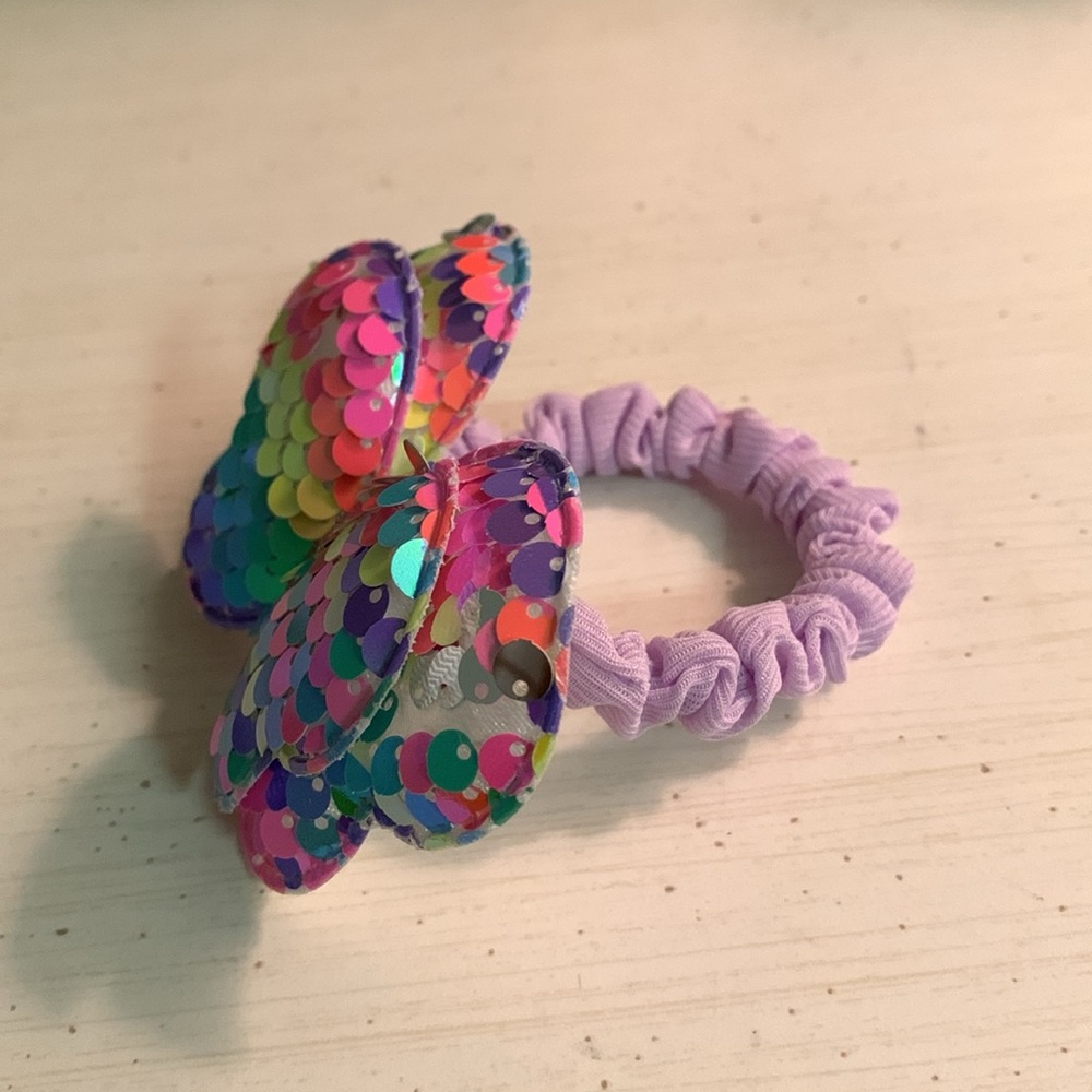 1pc Exquisite Adorable Sequins Butterfly Decor Hair Tie - Picture 2 of 5